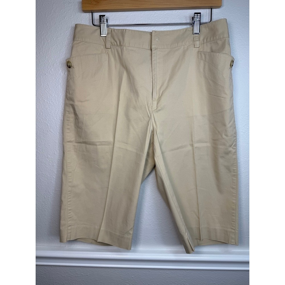 Lauren Ralph Lauren Womens Khaki Bermuda Shorts Tan Cotton Stretch Size 8